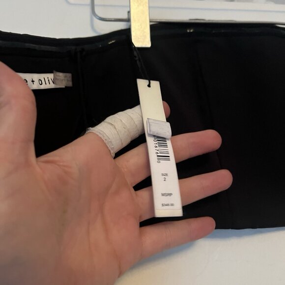 Alice + Olivia Top 2 Womens New $348 Black Lamb Leather Bandeau Zip Crop Corset - Picture 6 of 8